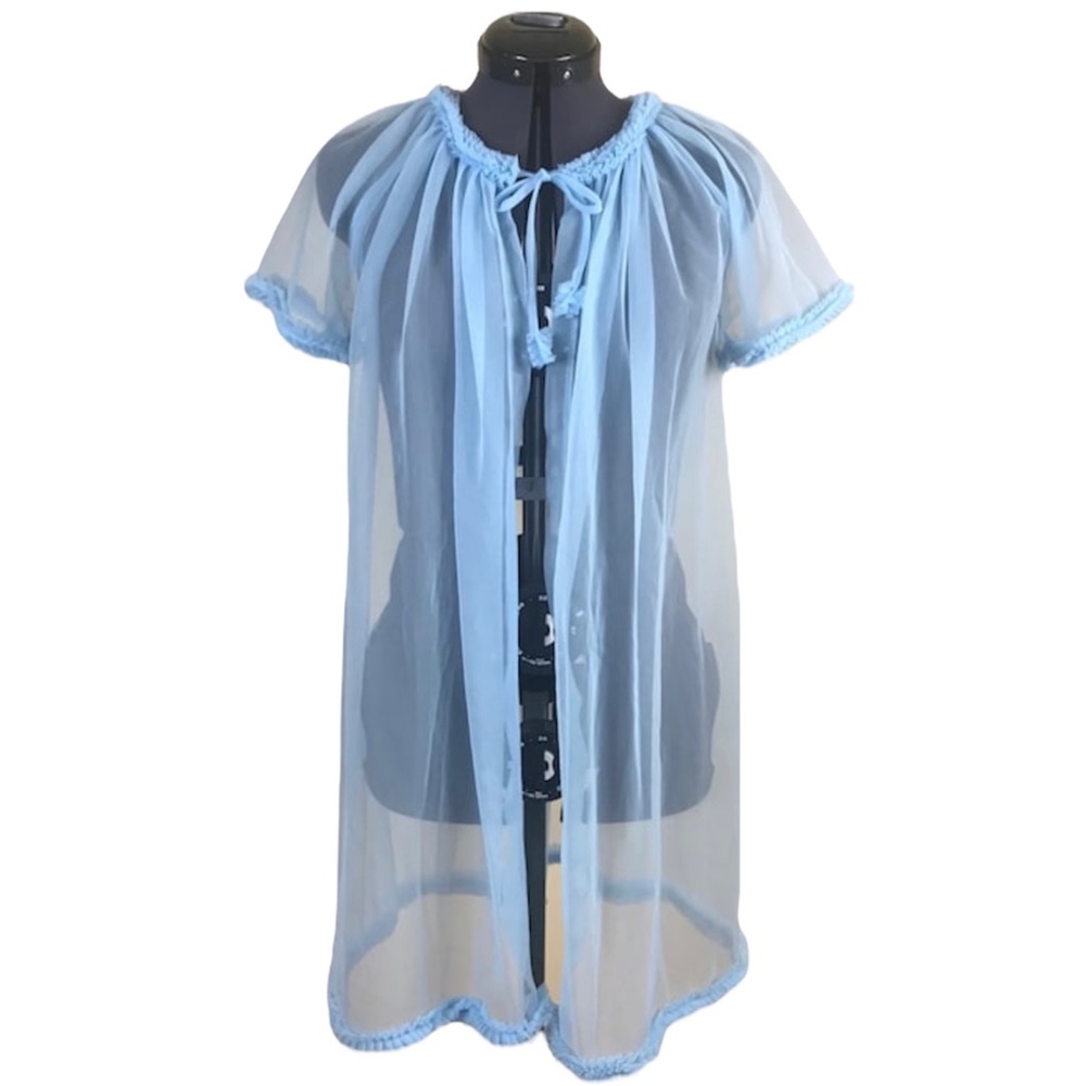 Vintage 1960s Peignoir Negligee Dressing Night Gown XS S Small 0 2 4 6 lingerie